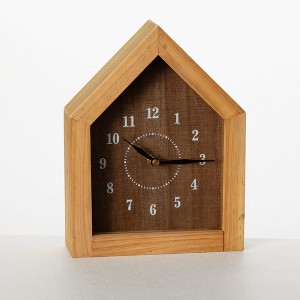 Sullivans 8.75" House Shape Desk Clock , Brown - 1 of 3