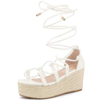 Perphy Lace Up Platform Wedge Heel Strappy Sandals for Women