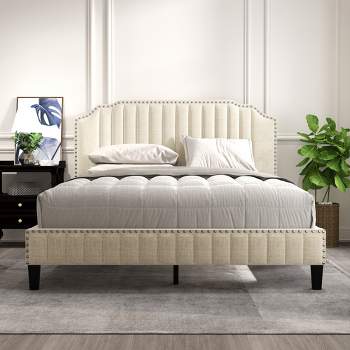 Modern Curved Upholstered Wood Platform Bed-ModernLuxe
