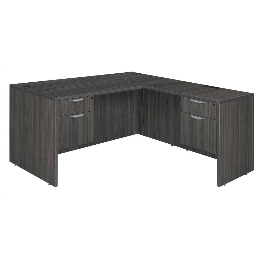 Photos - Office Desk 60"x65" Legacy L Desk with Double Pedestal Drawer Unit Ash Gray - Regency: