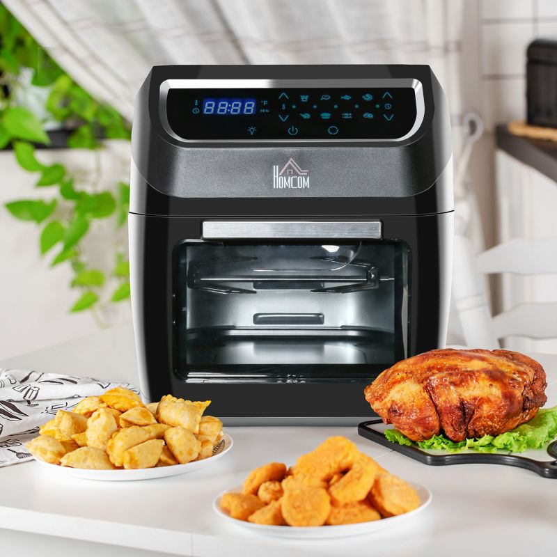 HOMCOM 12 QT Air Fry Oven, 8 In 1 Countertop Oven Combo with Air Fry, Roast, Broil, Bake and Dehydrate, 1700W with Accessories and LED Display, Black, 3 of 7