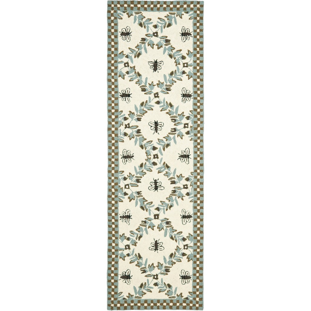 2'6inx8' Runner Hooked Tiana Rug Ivory/Blue - Safavieh