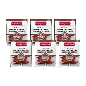 Bridgford Smokehouse Sausage Sticks Original 5 oz - Gluten Free High Protein Smoked Sausage Sticks for a Variety of Dietary Preferences - 1 of 4