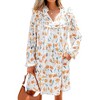 Amaryllis Women’s White Floral Ruffle Detail Long Sleeve V-Neck Mini Dress with Tiered Skirt - 2 of 4