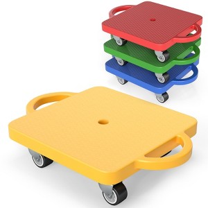 SUGIFT Kids Sitting Scooter Set with 360° Swivel Casters, Durable Plastic Build, Stackable Design, and Colorful Indoor Outdoor Play - 1 of 4