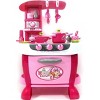 JuzToys Deluxe Kids Pretend Play Kitchen Set – Realistic Pretend Kitchen Appliances Playset with Sound & Light, Cooking Set for Play Food Toys – Pink - 3 of 4