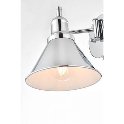 Chrome Swing Arm Wall Sconce with Metal Shade