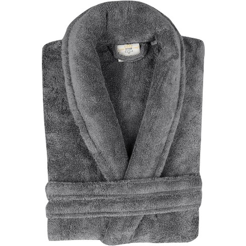 Classic Turkish Towels Adult Shawl Collar Terry Cloth Robe - Gray ...