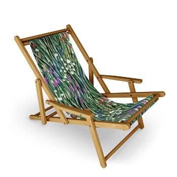 MSRYSTUDIO Windy Day in Garden Sling Chair - Deny Designs: UV-Resistant, Water-Proof, Adjustable Recline, Portable Lounger