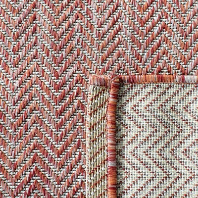 Terracotta and Beige Chevron Outdoor Area Rug