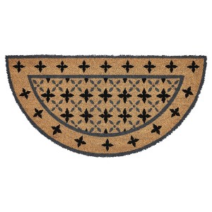 Charleston Mosaic Black Grey Coir Rug Half Circle 16.5x33 VHC Brands - 1 of 3