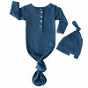 Boy's Baby Organic Knotted Gown + Top Knot Hat - Fawn & Foster - 2 of 3