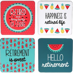 Pavilion Gift Company - Hello Retirement - 4" Coaster Set with Box (4 Piece) - Coasters - 1 of 4