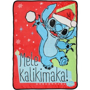 Disney Stitch Mele Kalikimaka Throw Blanket 46" x 60" Soft Fleece Throw Blanket - 1 of 4