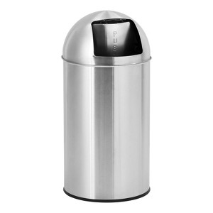 18 Gallon/70 L Round Commercial Trash Can, Fingerprint-Proof Stainless Steel Tall Garbage Can with Push Lid, Heavy Duty Waste Bin - 1 of 4