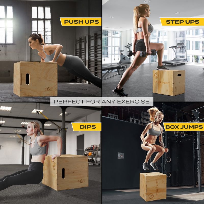 Philosophy Gym 3 in 1 Wood Plyometric Box -  Jumping Plyo Box for Training and Conditioning, 5 of 8