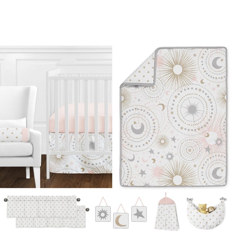 Sweet Jojo Designs Crib Bedding Set - Celestial - 11pc Pink/Gold, 1 of 8
