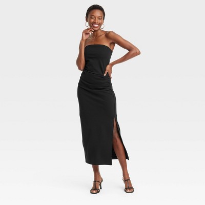 Women's Knit Midi Dress - A New Day™ Black S