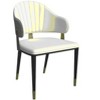 LeisureMod Verve 5-Piece Dining Set, 36" Round Resin Top Table and 4 Leather Dining Chair - 3 of 4