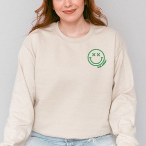 Simply Sage Market S.W.Smiley Embroidered Simple Wink Bold Sweatshirt - 1 of 4