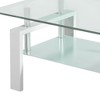 HomeRoots 39" Clear and White Glass and Steel Coffee Table With Shelf - 4 of 4