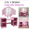 Kids Vanity with Lights,2 in 1 Princess Makeup Desk & Chair Set, Lighted Mirror, Storage Shelves & Cabinet - 4 of 4