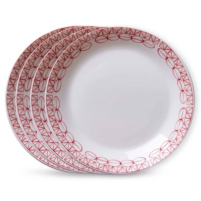 Corelle 7" 4pk Glass Graphic Stitch Everyday Salad Plates