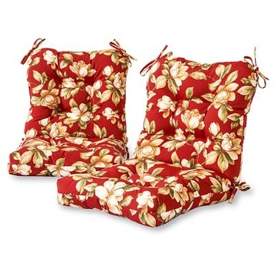 Set of 2 Roma Floral Outdoor Seat/Back Chair Cushions - Kensington Garden