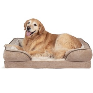 FurHaven Velvet Waves Perfect Comfort Cooling Gel Top Memory Foam Sofa Dog Bed - 1 of 4