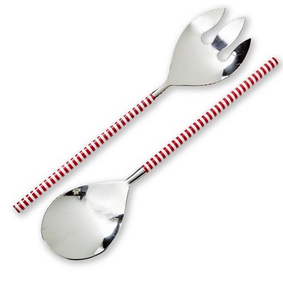 tag Candy Stripe Stainless Steel Serving Fork - 11" Red Multi Serving Utensil for Christmas - Hand Wash Only