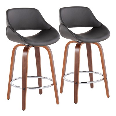 Mid-Century Modern Counter Stool with 360¡ã Swivel, Curved Back and Padded Seat (Set of 2) for Kitchen or Counter Area