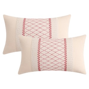 REGALWOVEN Geometry Weave Patchwork Throw Pillow Covers for Sofa Farmhouse Living Room Decor 2 Pcs - 1 of 4