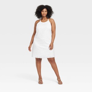 Women's Lace Mini Shift Dress - A New Day™ White Floral - 1 of 3