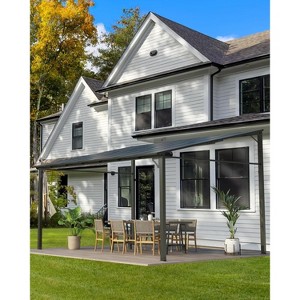Wall Mounted Hardtop Gazebo – Lean-to Aluminum Frame with Polycarbonate Roof, Ideal for Outdoor Patio, Lawn, Deck, and Parties - 1 of 4