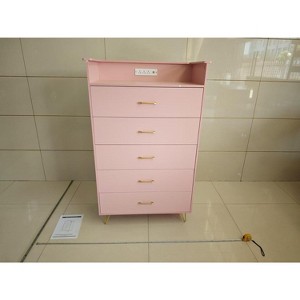 Tall 5-Drawer LED Dresser with Charging Station, App-Controlled RGB Music Sync Lights, Wood Chest of Drawers for Bedroom, Living Room - 1 of 1