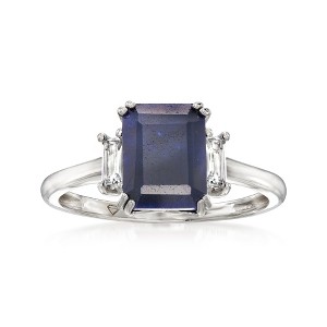 Ross-Simons 2.70 Carat Sapphire Ring With .30 ct. t.w. White Topaz in Sterling Silver - 1 of 4
