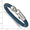 Black Bow Jewelry 8mm Stainless Steel & Black or Blue Leather Woven Bracelet, 8.25 Inch - 4 of 4