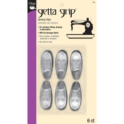 Dritz 6ct Getta Grip Sewing Clips Silver: Multipurpose ABS Safety Pins & Needles, 8.75" Length