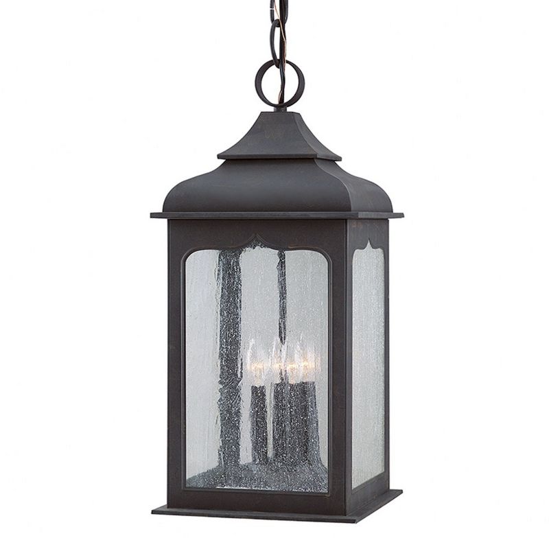 Troy Lighting Henry Street 4 - Light Pendant in  Colonial Iron Clear Seeded Shade, 1 of 2