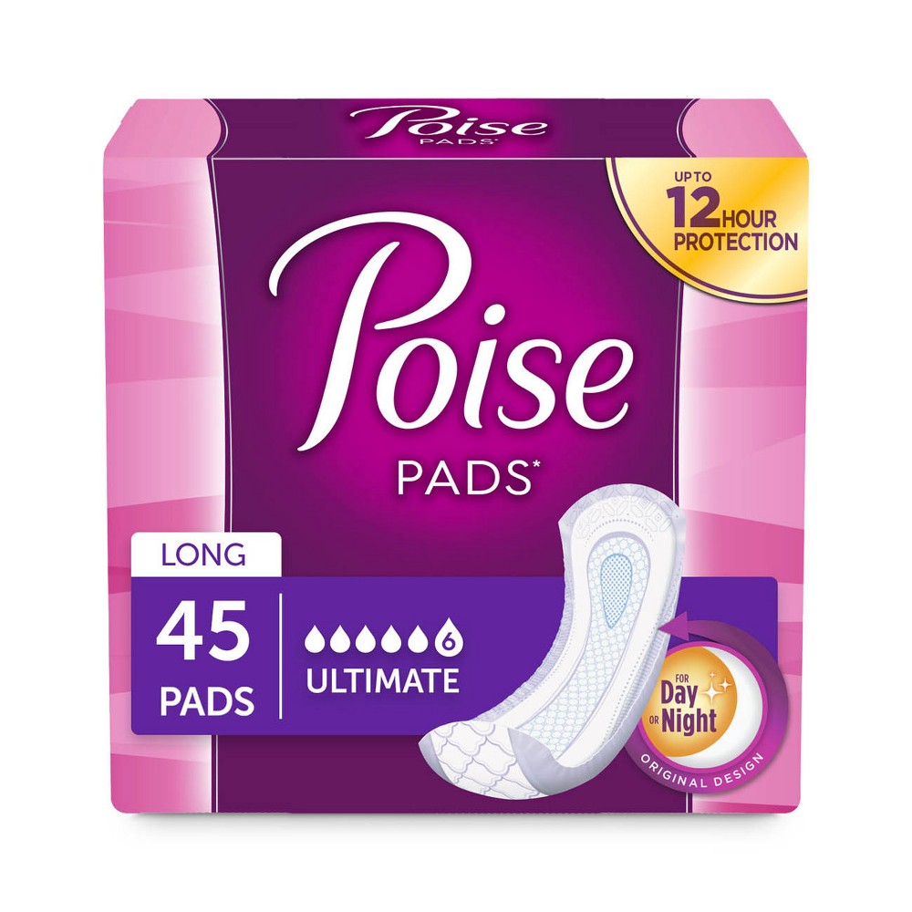 Poise Pads, Ultimate Absorbency Long Length 45 pads 