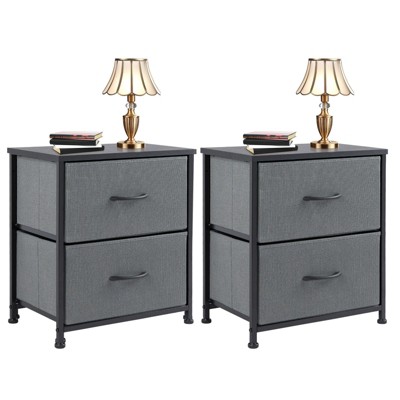 GlasFlength Nightstands Stylish and Functional Bedroom Storage with Ample Drawers and Shelves, Modern Design Style, Gray,18”*11.8”*20"