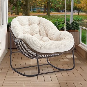 MOONMISS Outdoor Rocking Chair, Patio Oversized Wicker Egg Rocking Chair,Indoor & Outdoor Comfy Rocker Chair with Thick Cushion - 1 of 4