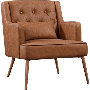 Yaheetech PU Leather Accent Chair Armchair for Living Room Bedroom Office, Retro Brown - 1 of 4