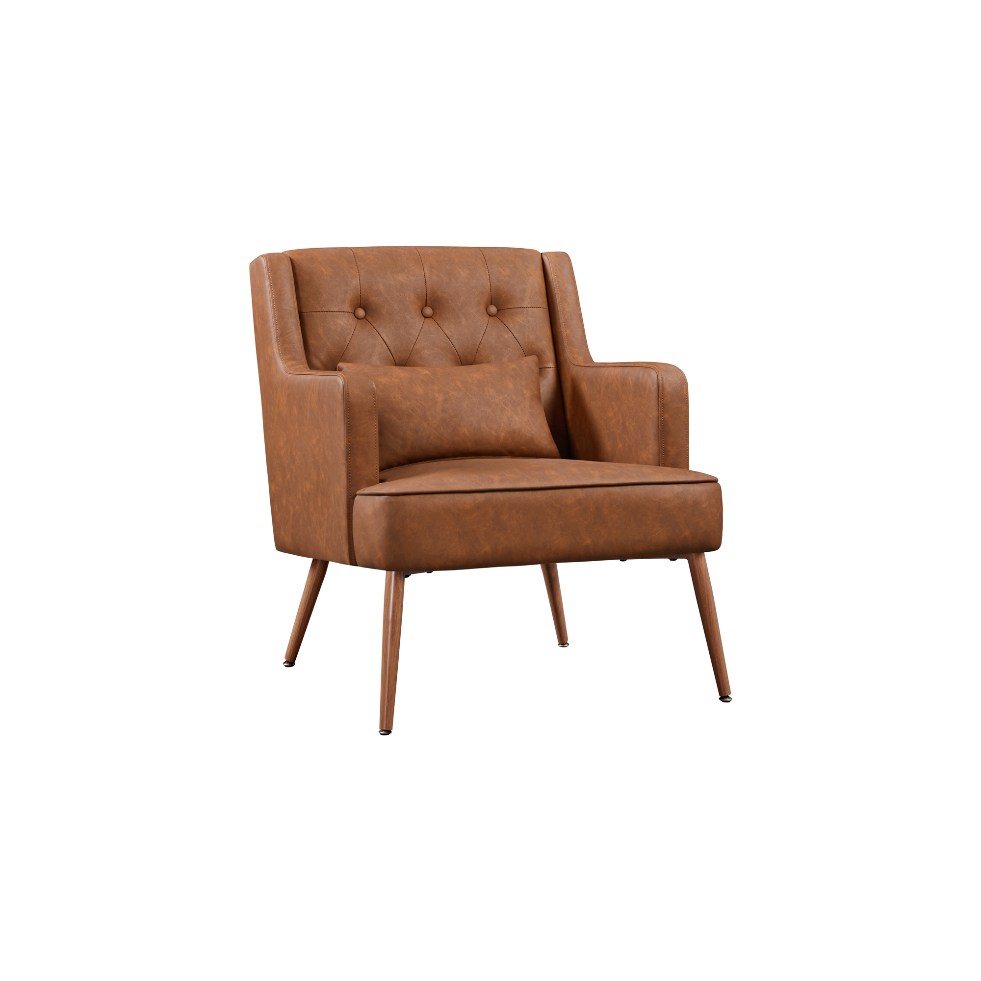 Yaheetech PU Leather Accent Chair Armchair for Living Room Bedroom Office, Retro Brown