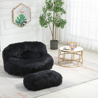 Lion Bean Bag Chairs And Ottoman,42.52 W Black Faux Fur Bean Bag Bucket  Chair,fluffy Lazy Sofa For Adults And Kids-maison Boucle : Target