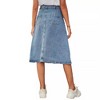 Coolmee Women's Denim Midi Skirts Casual A-Line Short Button Down Fashion Belt Jean Skirt with Pockets - 4 of 4