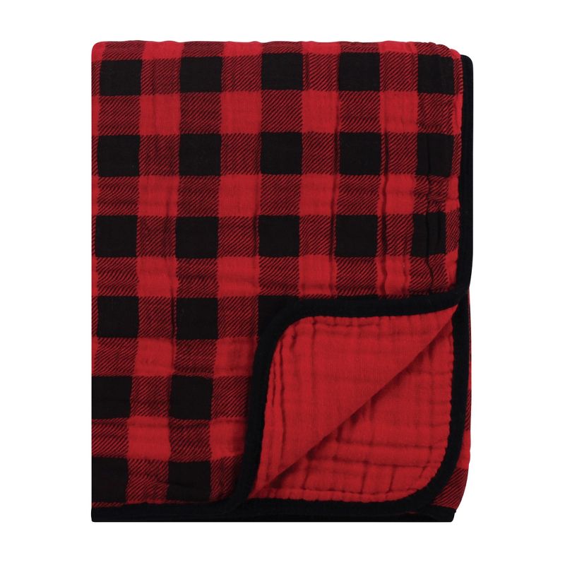 Hudson Baby Infant Muslin Tranquility Quilt Blanket, Buffalo Plaid, One Size, 1 of 3