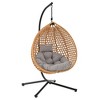 Hammock Chair with Stand for Indoor Outdoor Use, Hanging Egg Chair with PE Rattan Weaving, Comfortable Swing Chair with Removable Cushion-Koiai - 3 of 4