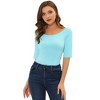 INSPIRE CHIC Women's Half Sleeves Scoop Neck Fitted Layering Soft T-Shirt - 2 of 4