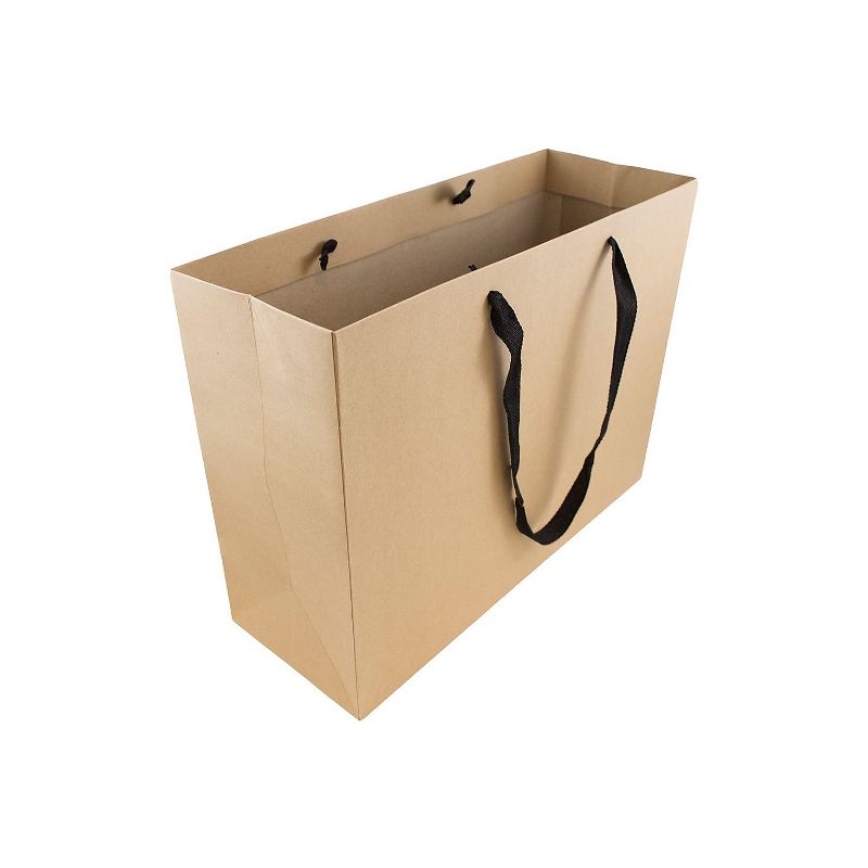 JAM Paper Heavy Duty Matte Horizontal Gift Bags XL 17 x 13 x 6 Brown Kraft Recycled 3 Bags/Pack, 3 of 5